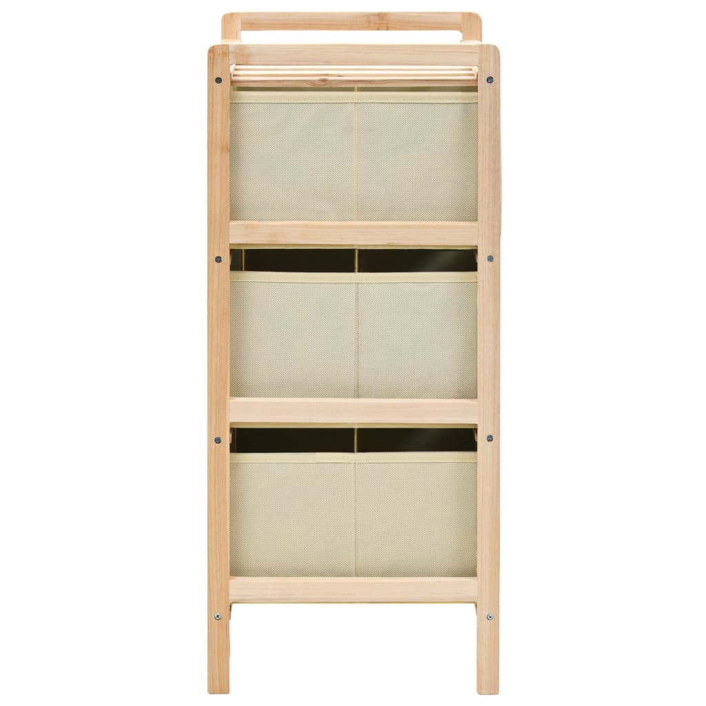 Aufbewahrungsregale mit 3 Stoffkörben 2 Stk. Beige Zedernholz