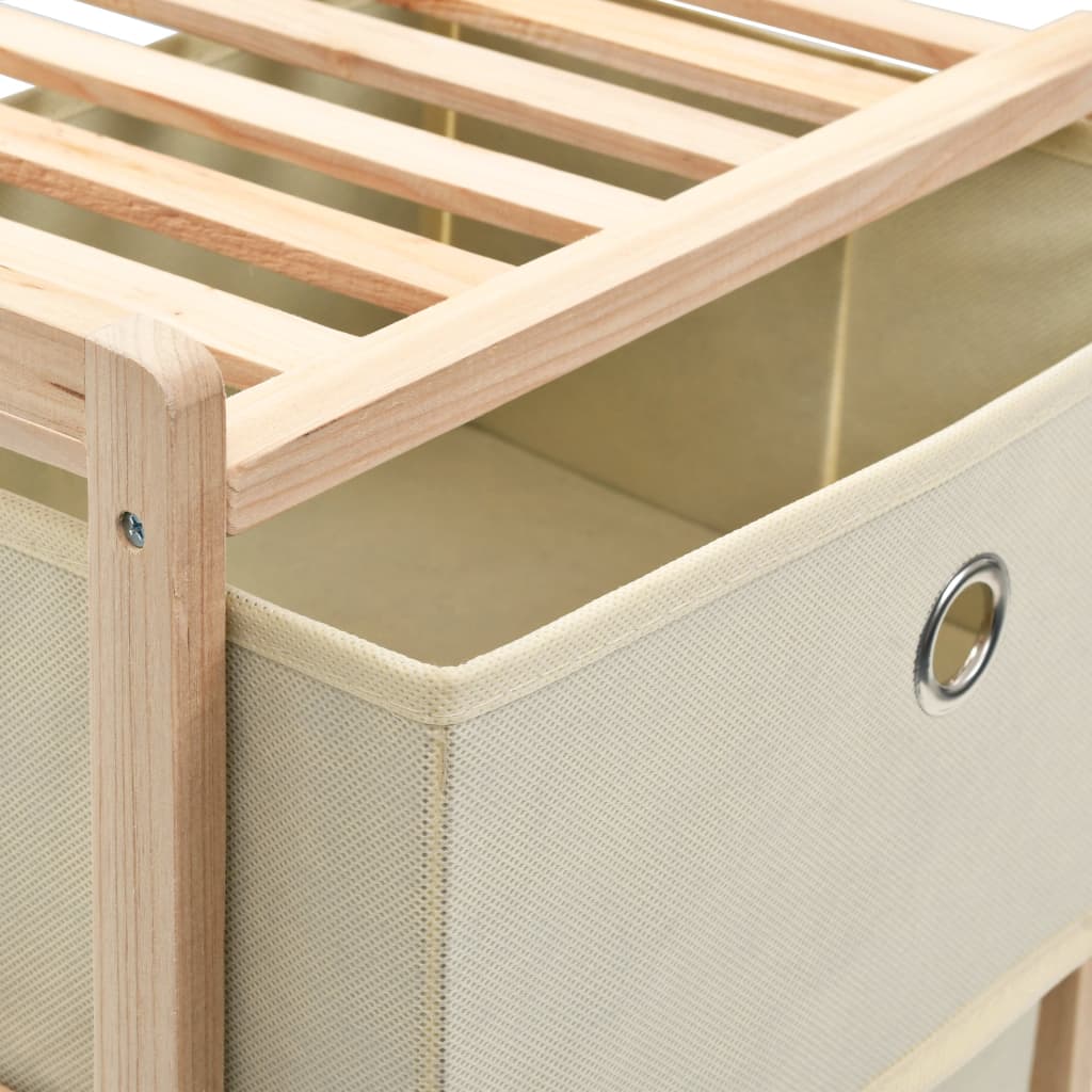 Aufbewahrungsregale mit 3 Stoffkörben 2 Stk. Beige Zedernholz