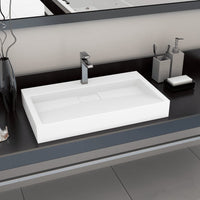 Thumbnail for Waschbecken 80 x 46 x 11 cm Mineralguss/Marmorguss Weiß