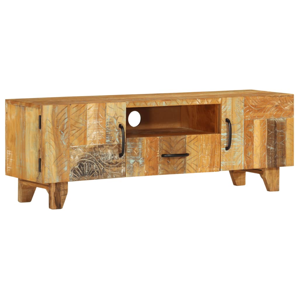 TV-Schrank Handgeschnitzt 120x30x40 cm Altholz Massiv