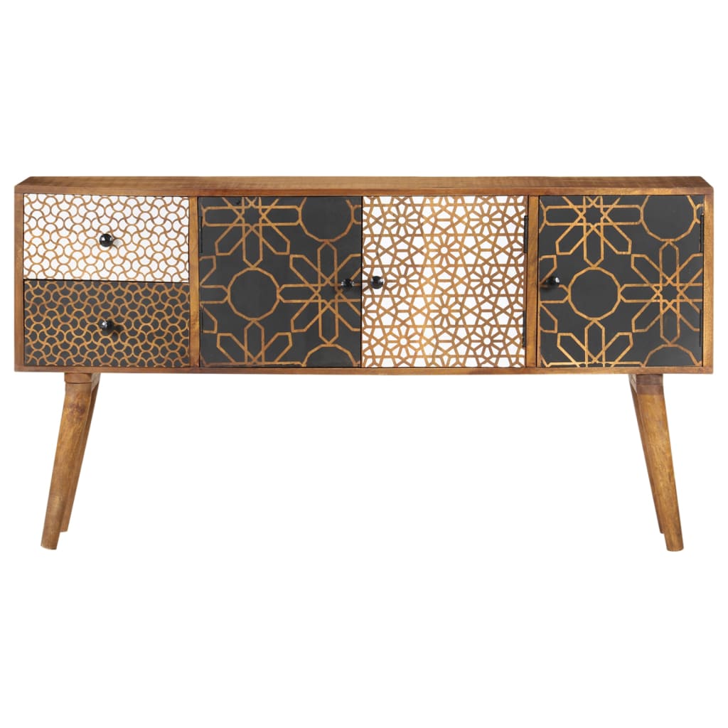 Sideboard mit Druckmuster 130×30×70 cm Massivholz Mango