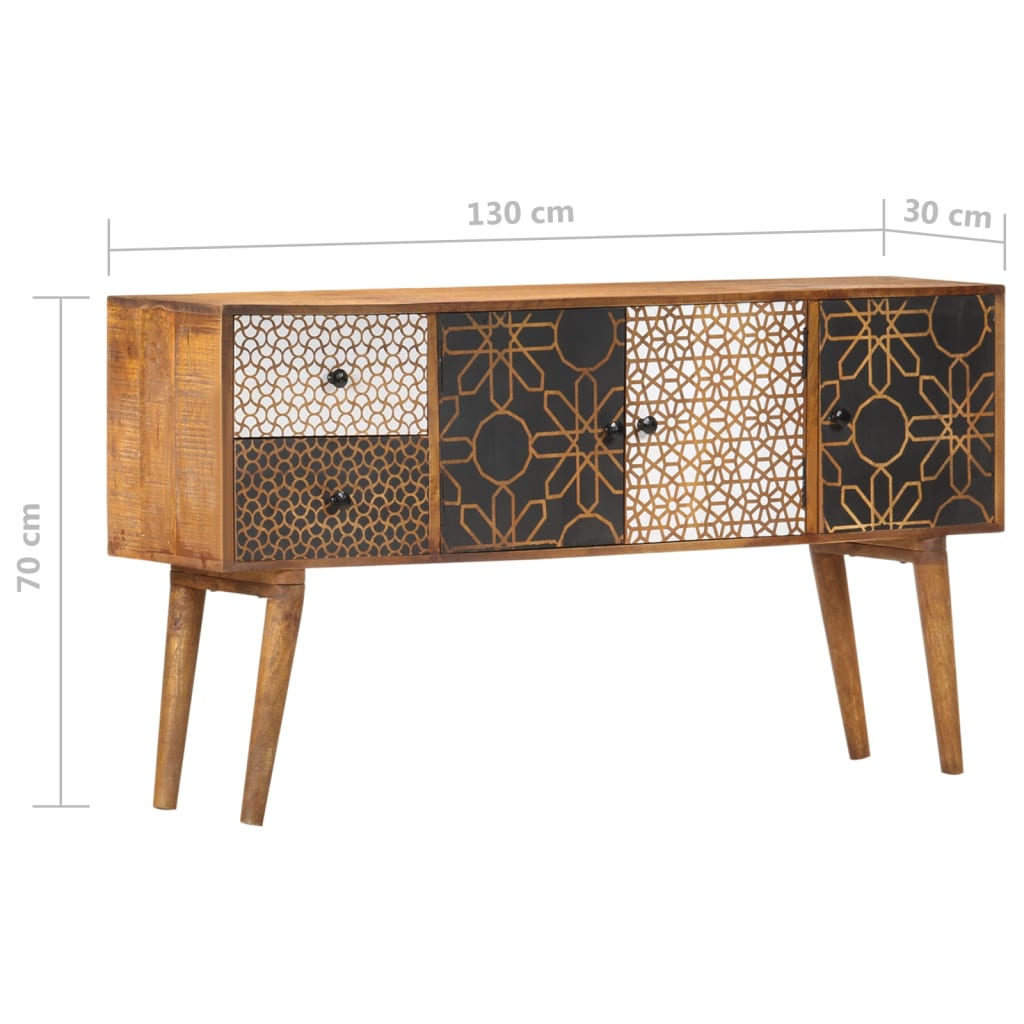 Sideboard mit Druckmuster 130×30×70 cm Massivholz Mango