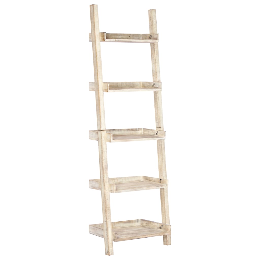 Leiterregal Weiß 75 x 37 x 205 cm Massivholz Mango