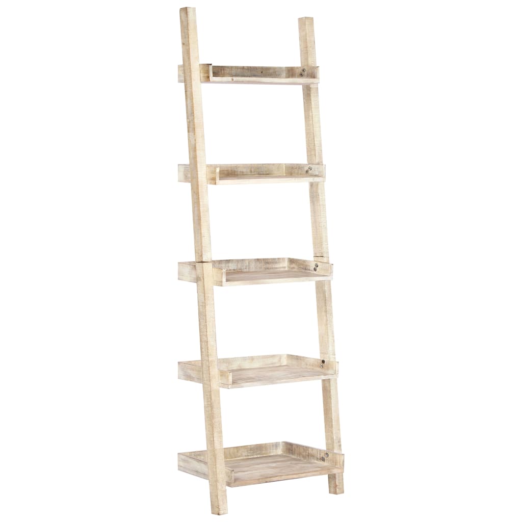 Leiterregal Weiß 75 x 37 x 205 cm Massivholz Mango
