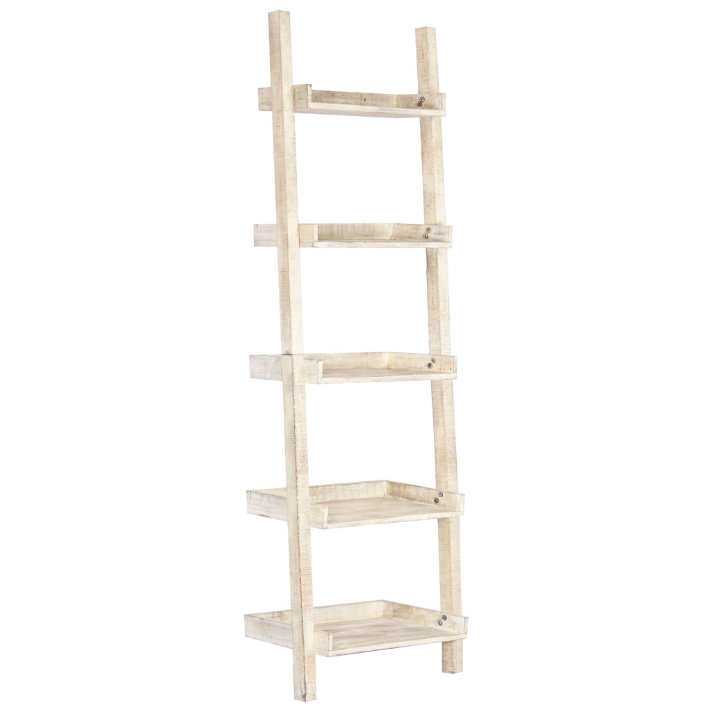 Leiterregal Weiß 75 x 37 x 205 cm Massivholz Mango