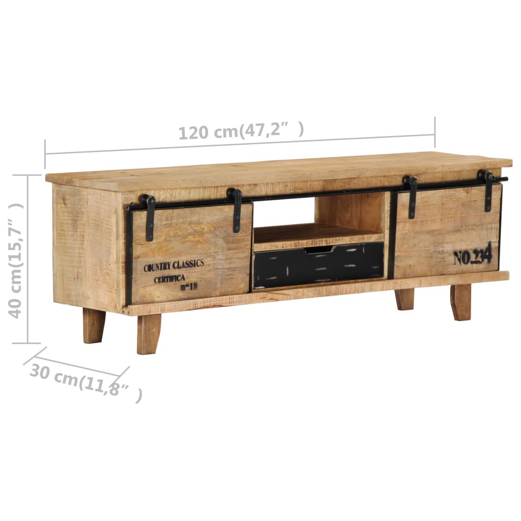 TV-Schrank 120 x 30 x 40 cm Massivholz Mango