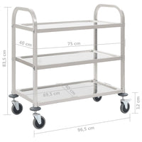 Thumbnail for 3-Stufiger Servierwagen 95x45x83,5 cm Edelstahl