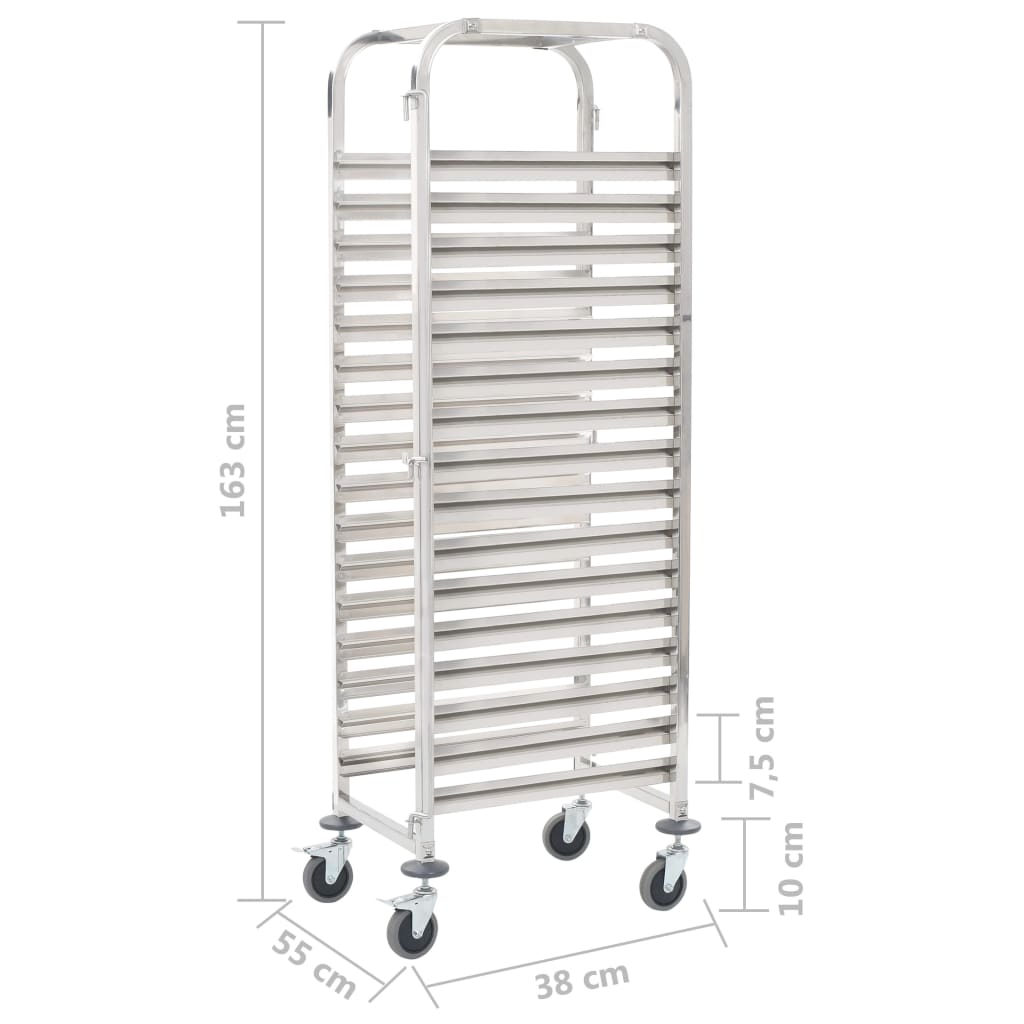 Tablettwagen für 16 Tabletts 38x55x163 cm Edelstahl