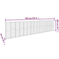 Thumbnail for Gabionenwand mit Abdeckung Verzinkter Stahl 900×50×200 cm