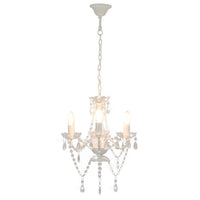 Thumbnail for Kronleuchter mit Perlen Weiß Rund 3×E14