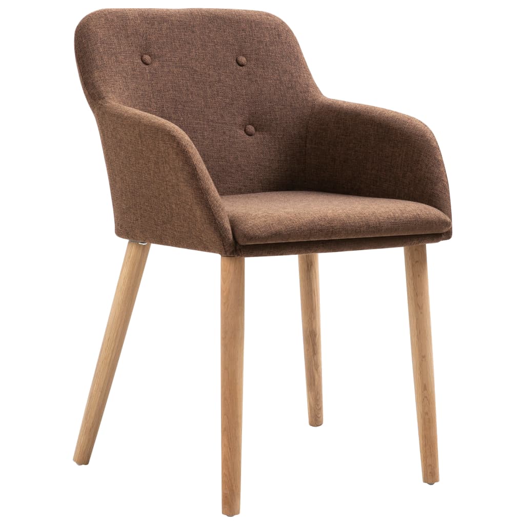 Esszimmerstühle 2 Stk. Braun Stoff und Massivholz Eiche