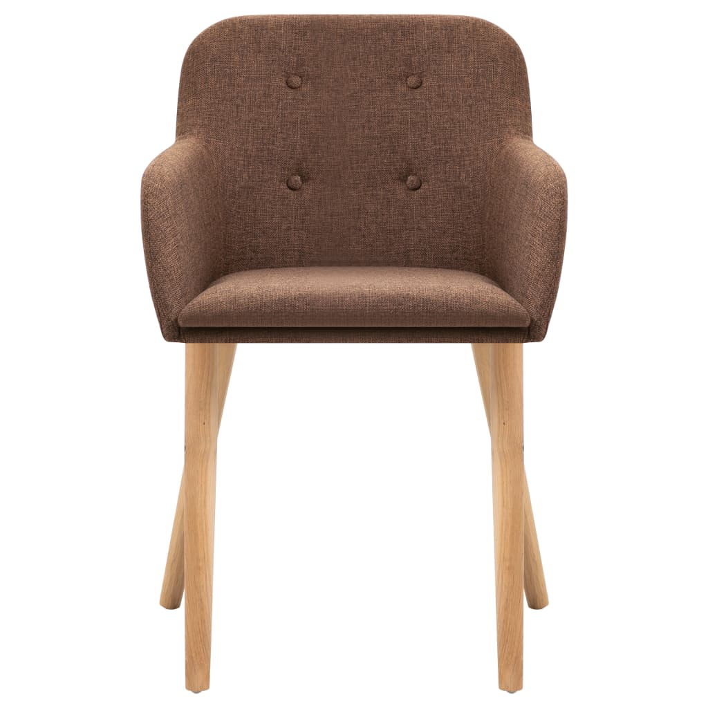 Esszimmerstühle 2 Stk. Braun Stoff und Massivholz Eiche