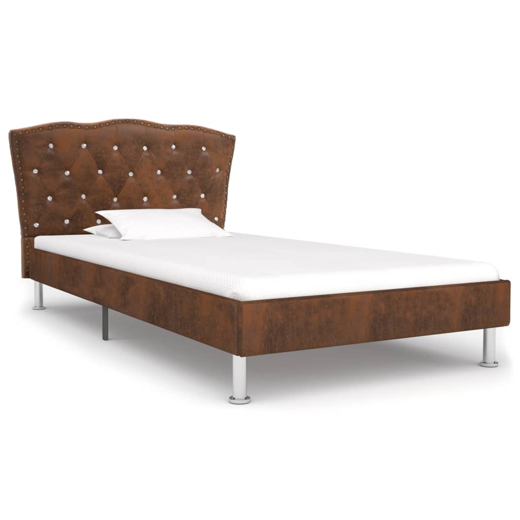 Bettgestell Braun Wildleder-Optik 90×200 cm