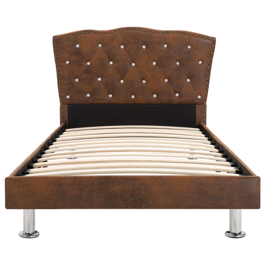 Bettgestell Braun Wildleder-Optik 90×200 cm