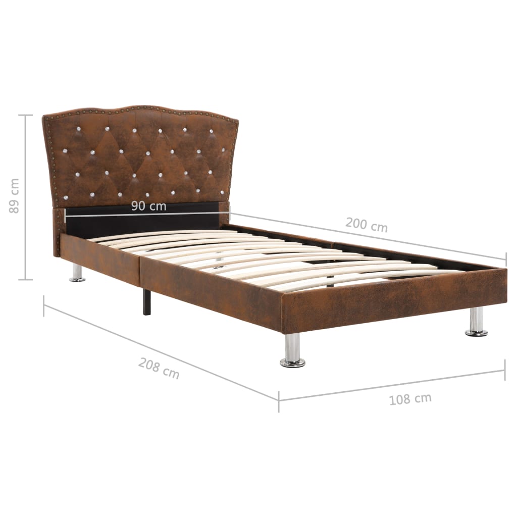 Bettgestell Braun Wildleder-Optik 90×200 cm