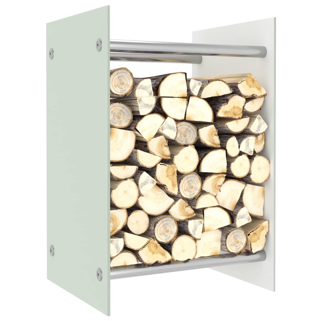 Brennholzregal Weiß 40 x 35 x 60 cm Glas