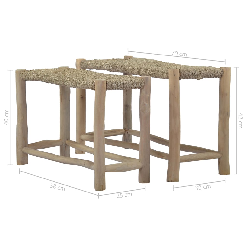 Bänke 2 Stk. Braun Seegras