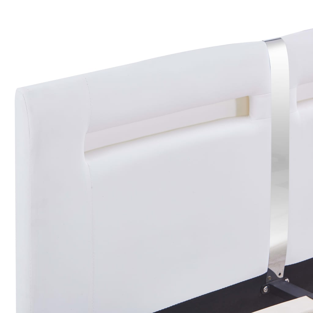 Bettgestell mit LED Weiß Kunstleder 120 x 200 cm