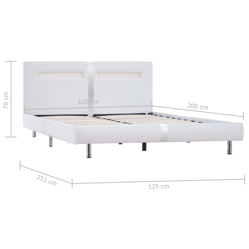 Bettgestell mit LED Weiß Kunstleder 120 x 200 cm