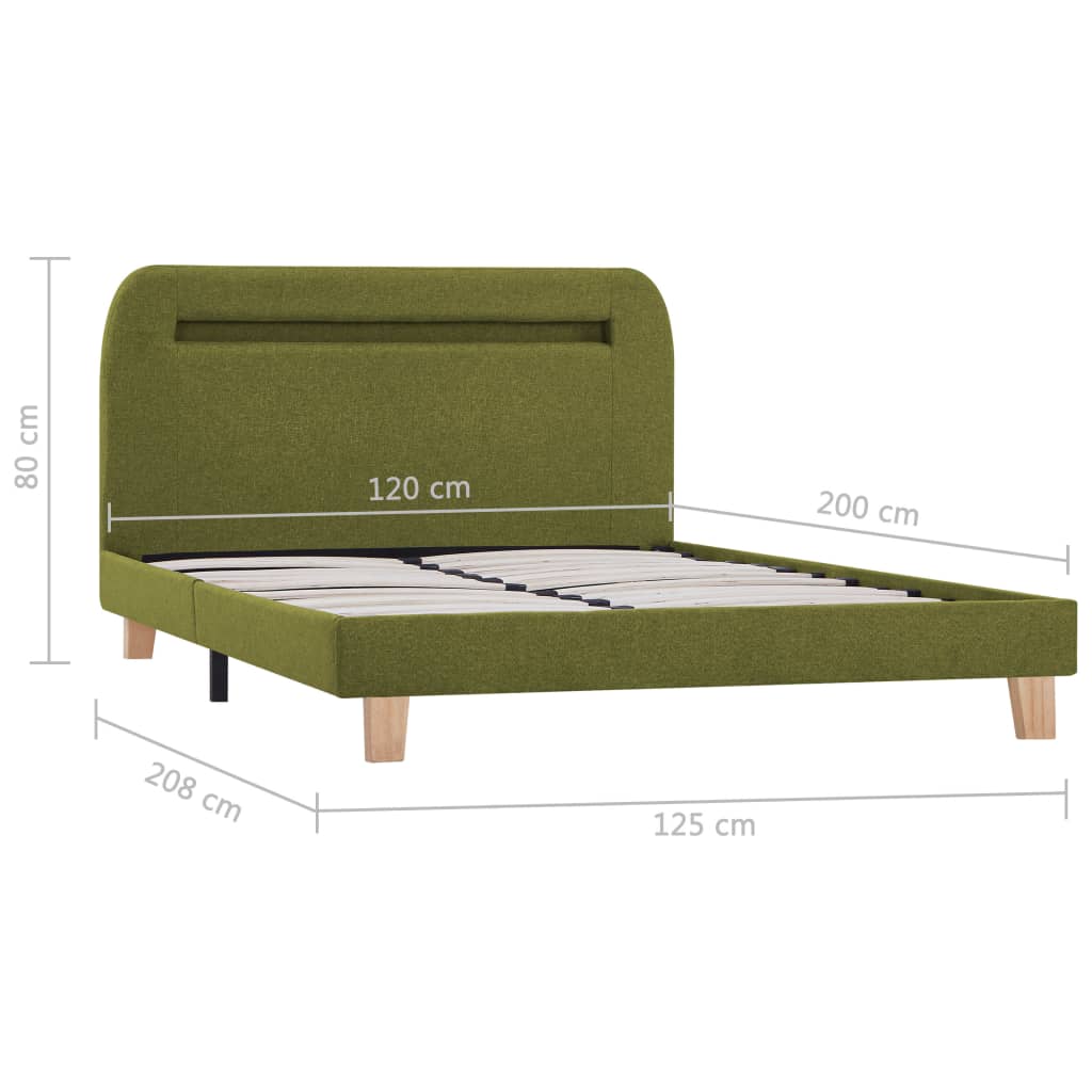 Bettgestell mit LED Grün Stoff 120x200 cm