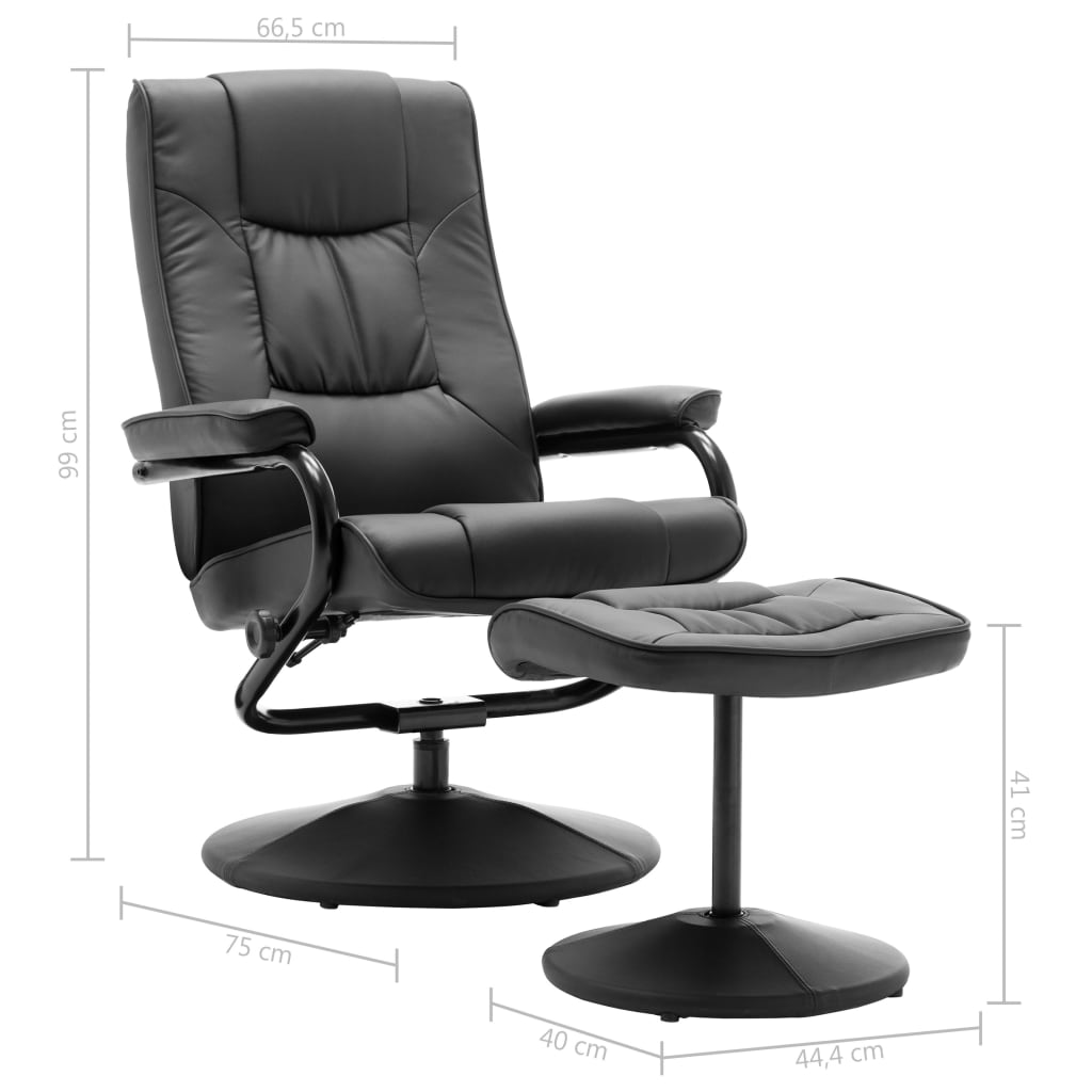 Fernsehsessel mit Fußhocker Grau Kunstleder