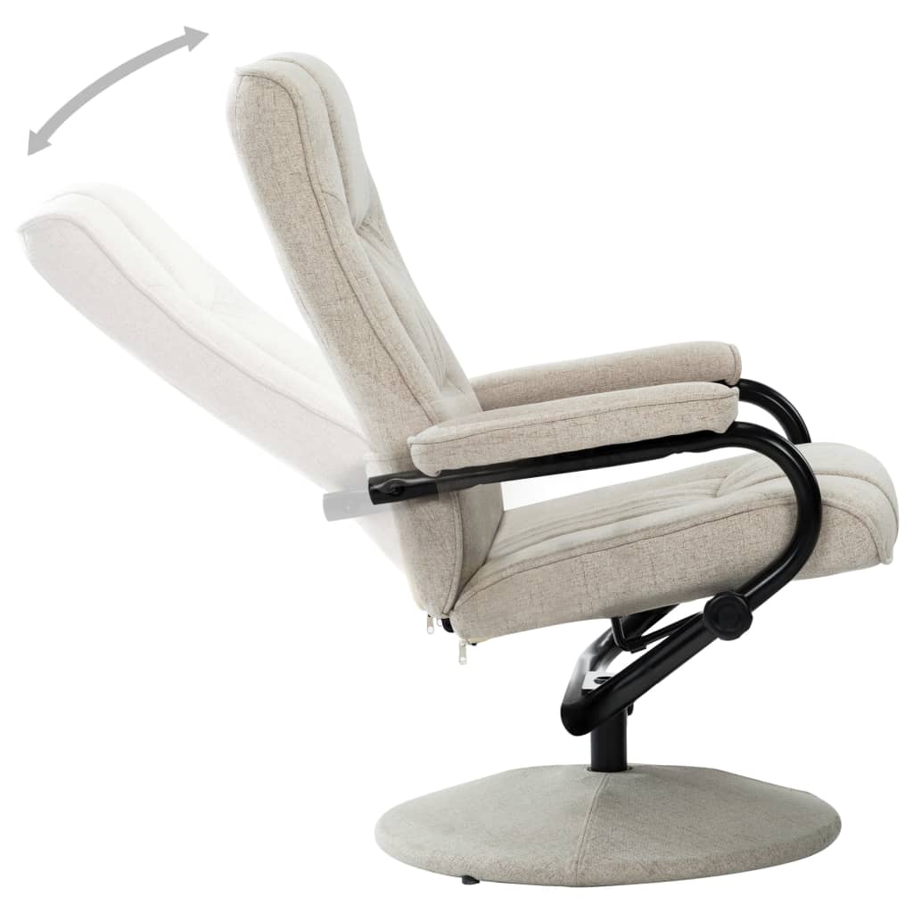 Liegesessel mit Fußhocker Creme Stoff