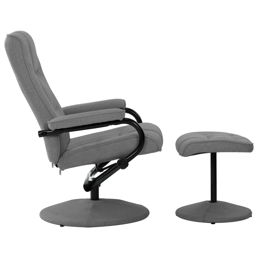 Liegesessel mit Fußhocker Hellgrau Stoff
