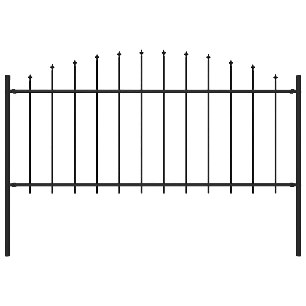Gartenzaun mit Speerspitzen Stahl (0,5 - 0,75) x 1,7 m Schwarz