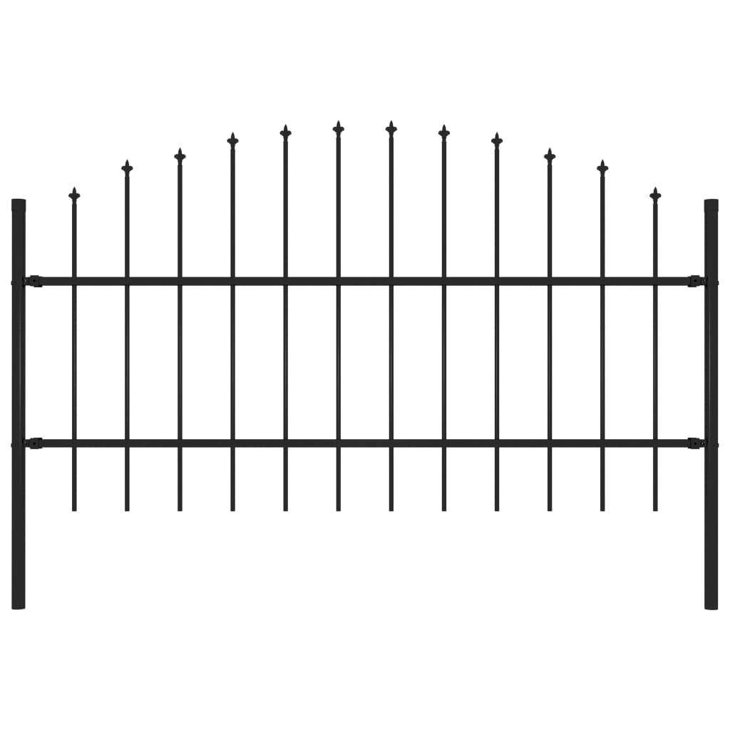 Gartenzaun mit Speerspitzen Stahl (0,75 - 1) x 1,7 m Schwarz