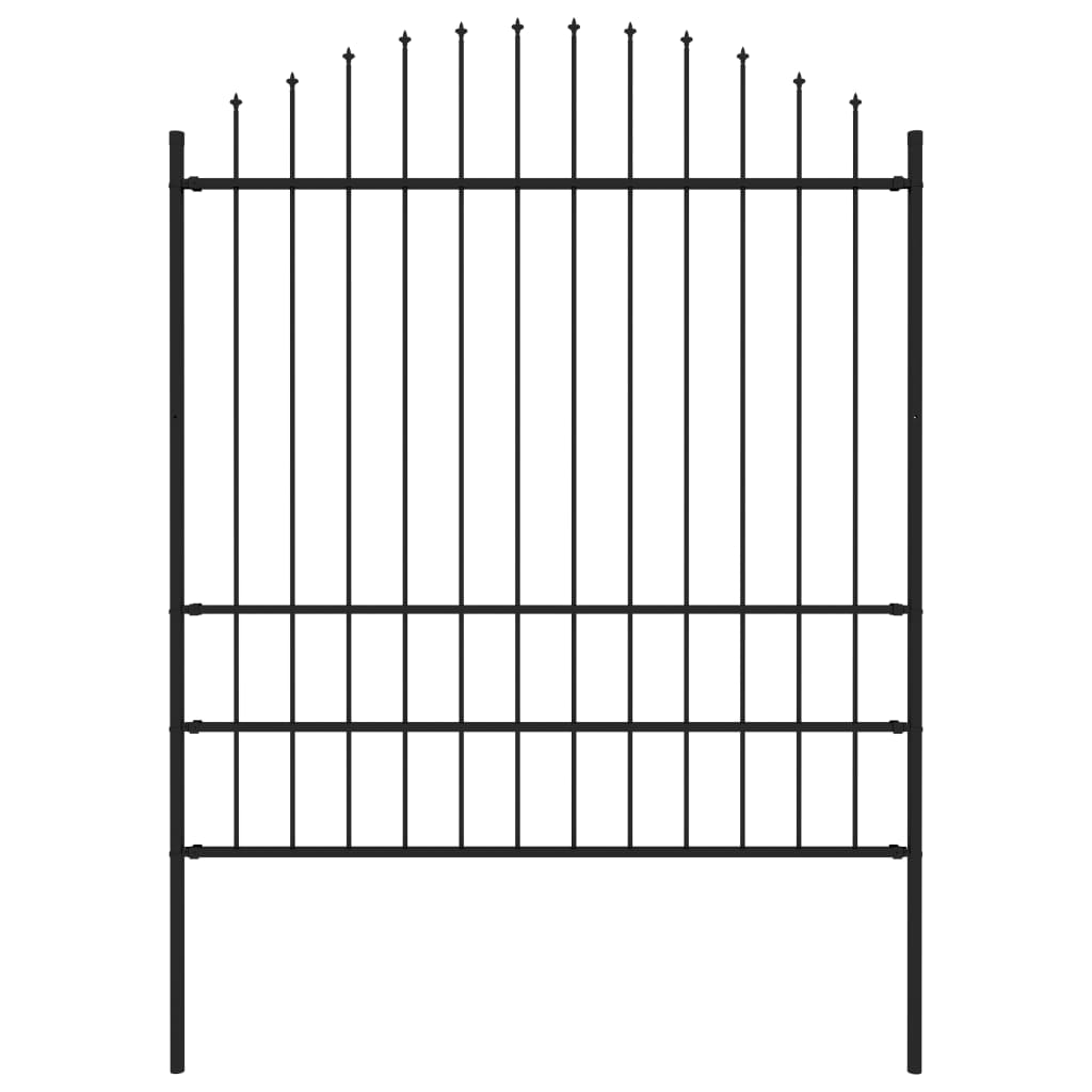 Gartenzaun mit Speerspitzen Stahl (1,75 - 2) x 1,7 m Schwarz