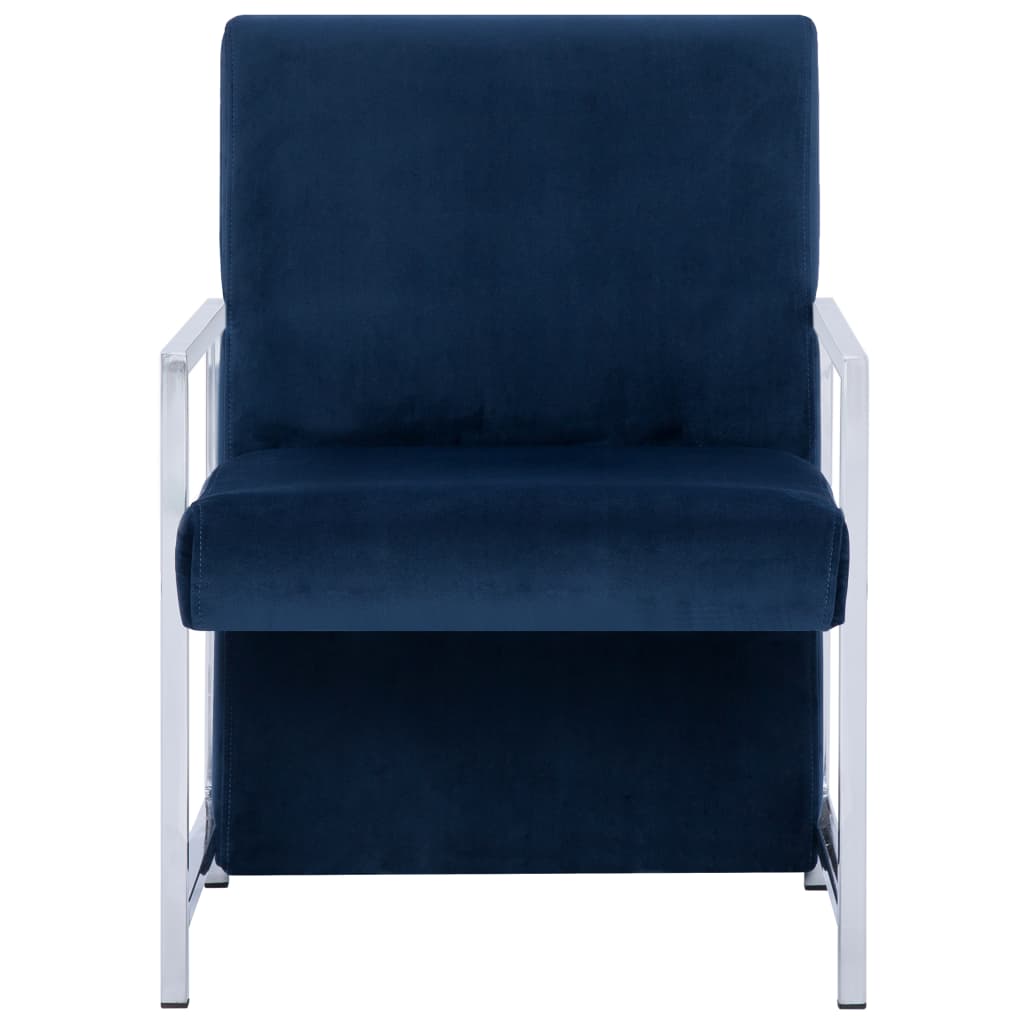 Sessel mit verchromten Füßen Blau Samt