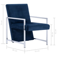 Thumbnail for Sessel mit verchromten Füßen Blau Samt