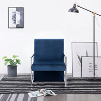 Thumbnail for Sessel mit verchromten Füßen Blau Samt
