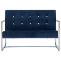 Thumbnail for 2-Sitzer-Sofa mit Armlehnen Blau Chrom und Samt