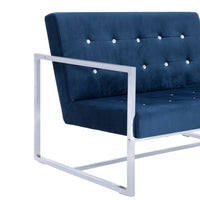 Thumbnail for 2-Sitzer-Sofa mit Armlehnen Blau Chrom und Samt