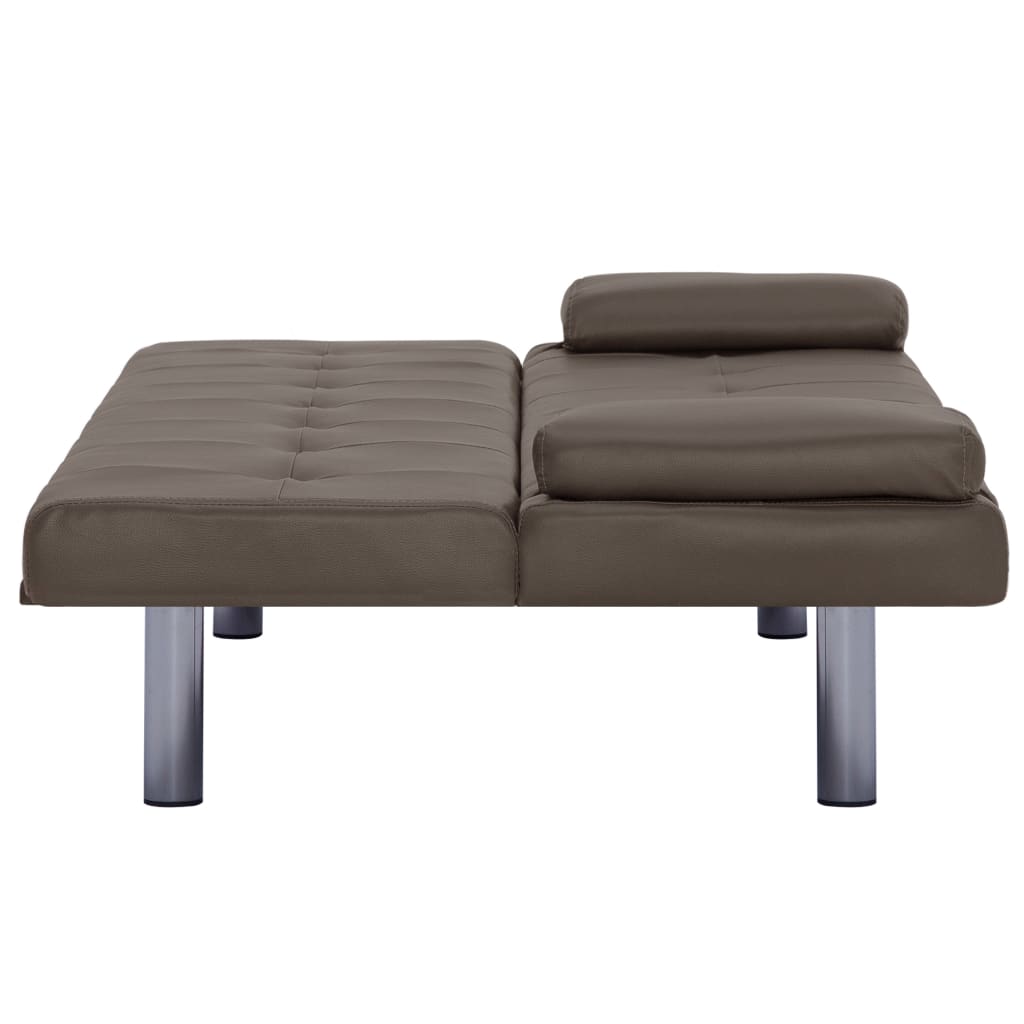 Schlafsofa mit 2 Kissen Kunstleder Ausziehbar Braun