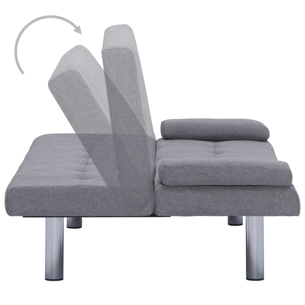 Schlafsofa mit zwei Kissen Hellgrau Polyester