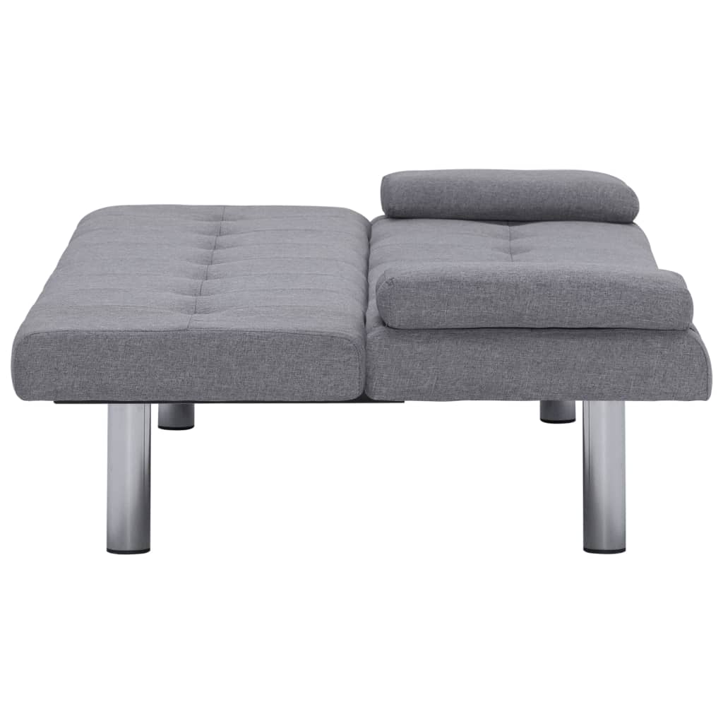 Schlafsofa mit zwei Kissen Hellgrau Polyester