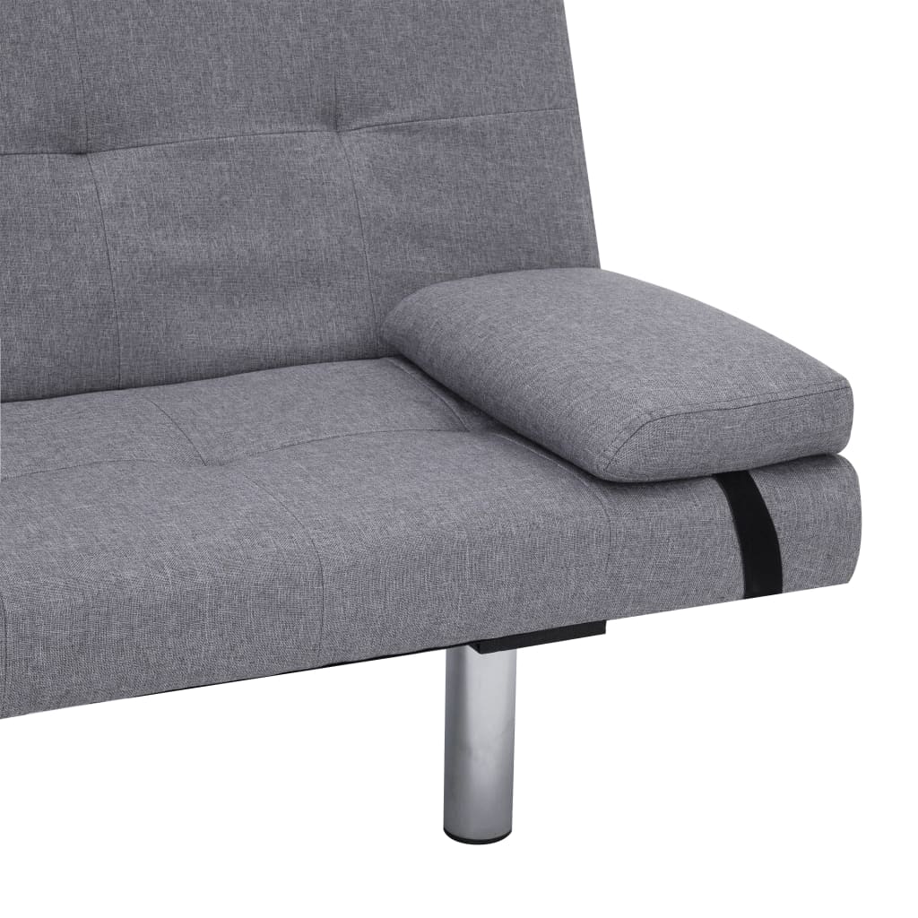 Schlafsofa mit zwei Kissen Hellgrau Polyester