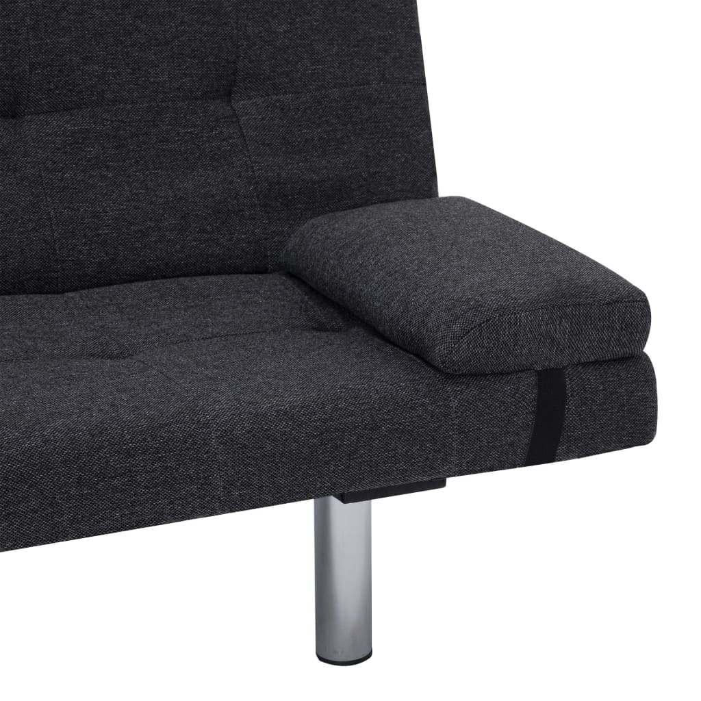 Schlafsofa mit zwei Kissen Dunkelgrau Polyester
