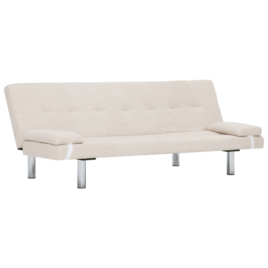 Schlafsofa mit zwei Kissen Creme Polyester