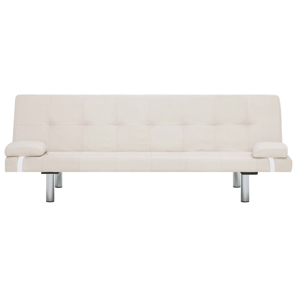 Schlafsofa mit zwei Kissen Creme Polyester
