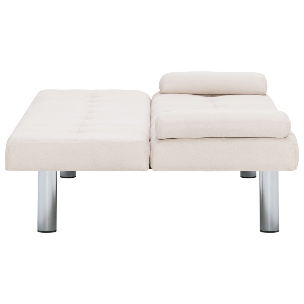 Schlafsofa mit zwei Kissen Creme Polyester