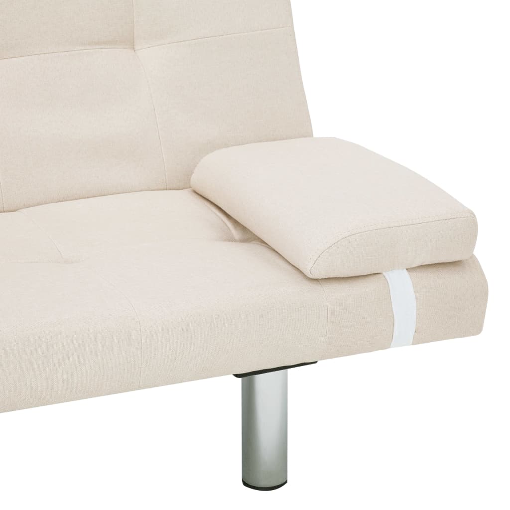 Schlafsofa mit zwei Kissen Creme Polyester