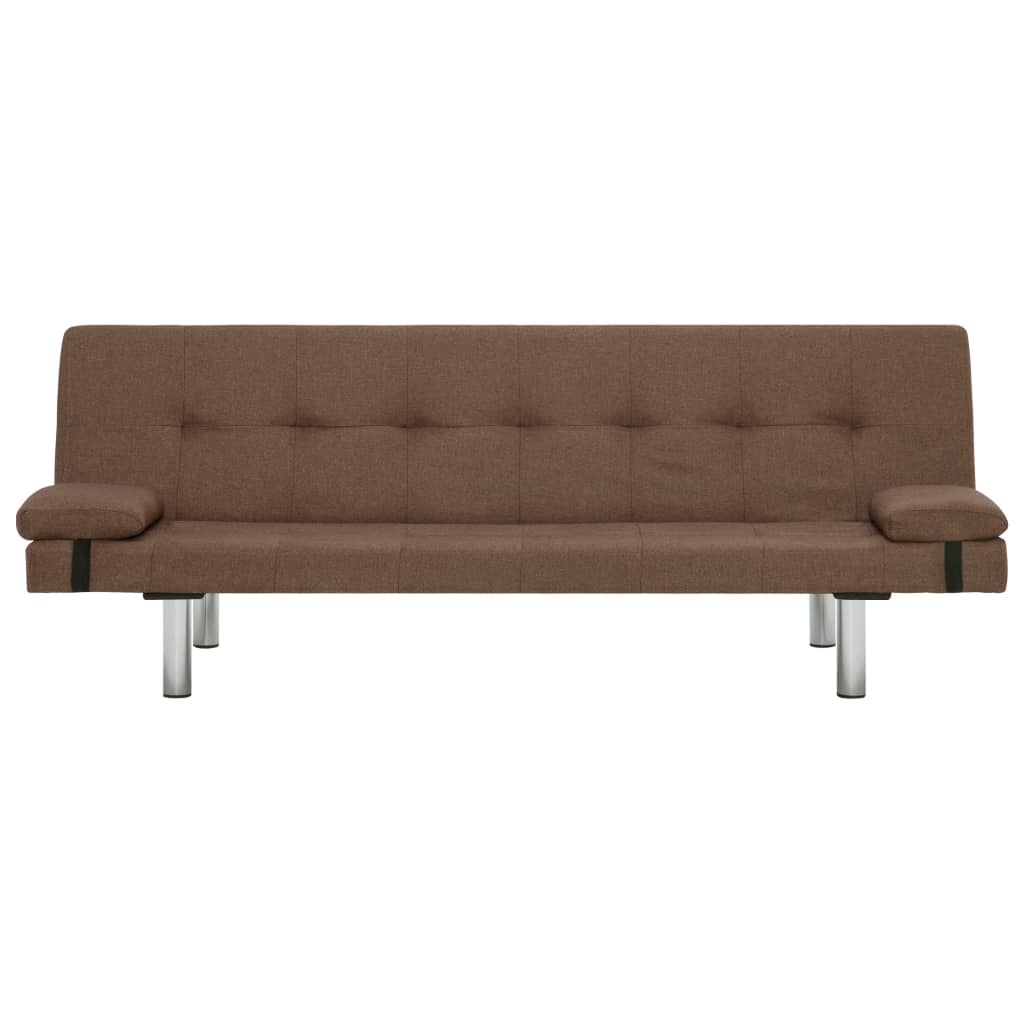 Schlafsofa mit zwei Kissen Braun Polyester