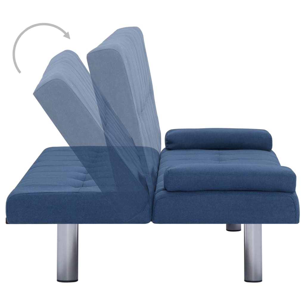 Schlafsofa mit zwei Kissen Blau Polyester