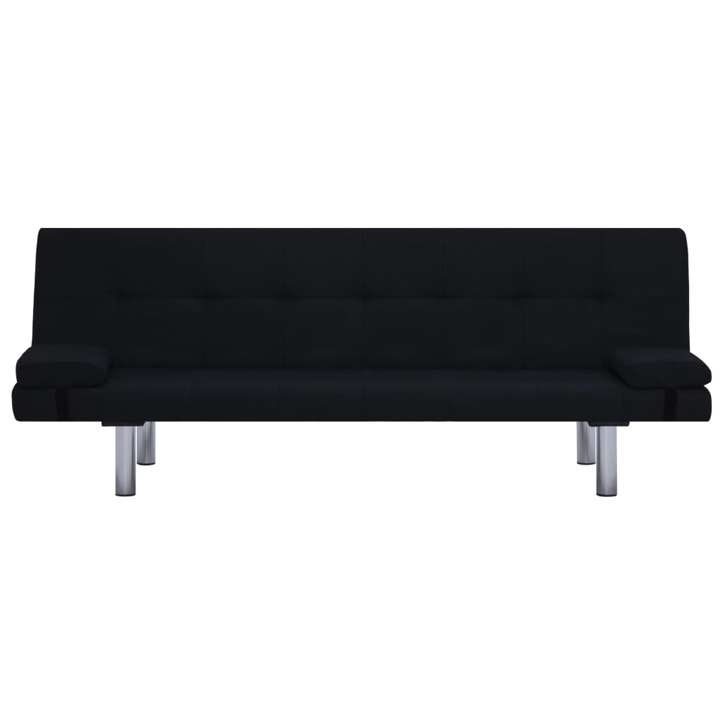 Schlafsofa mit zwei Kissen Schwarz Polyester