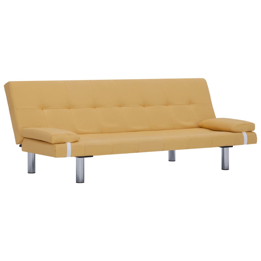 Schlafsofa mit zwei Kissen Gelb Polyester