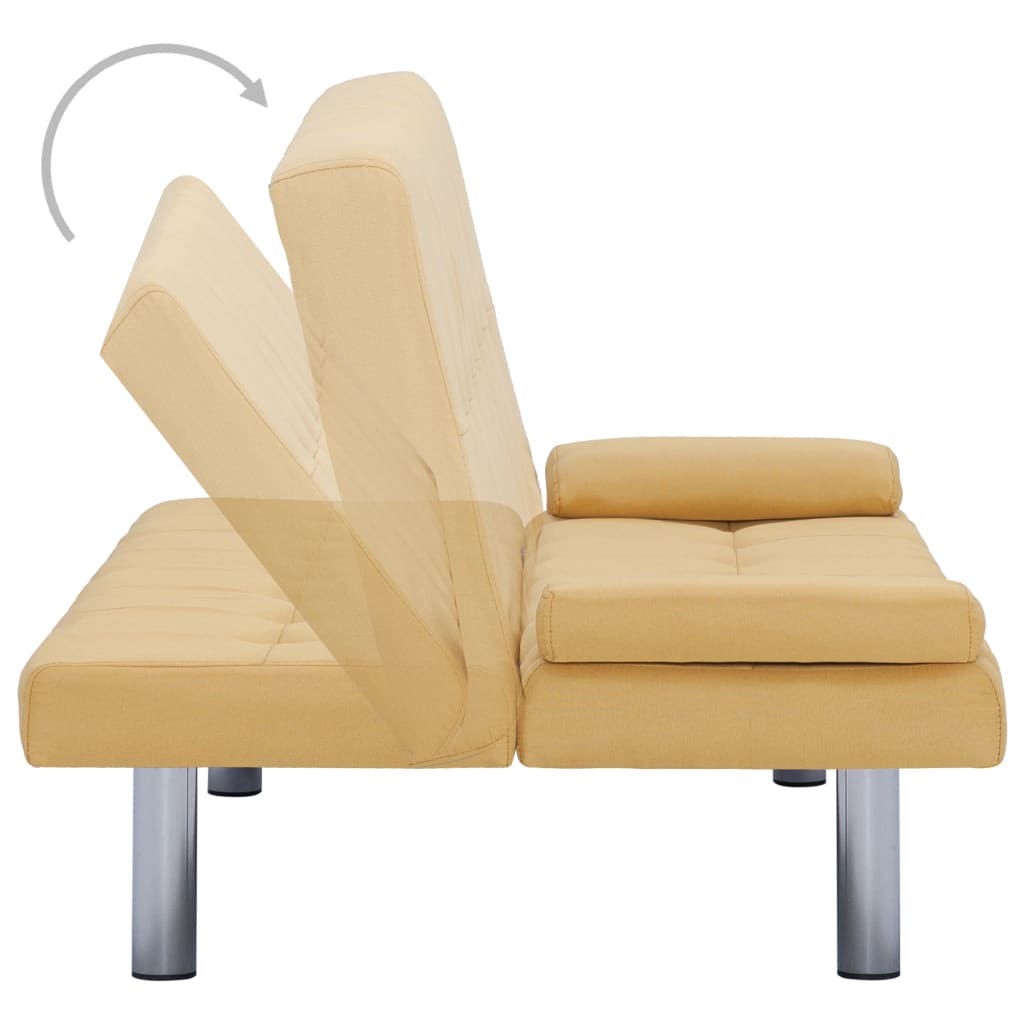 Schlafsofa mit zwei Kissen Gelb Polyester