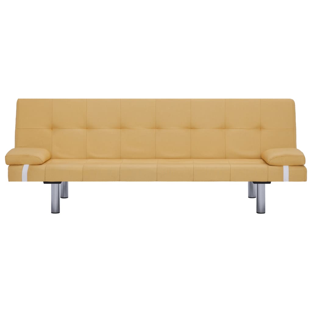 Schlafsofa mit zwei Kissen Gelb Polyester